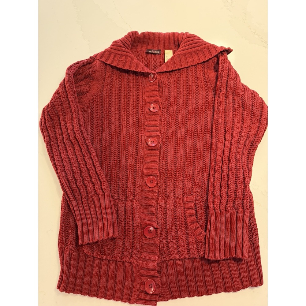 Villager Women's Red Button Front Cardigan Sweater L